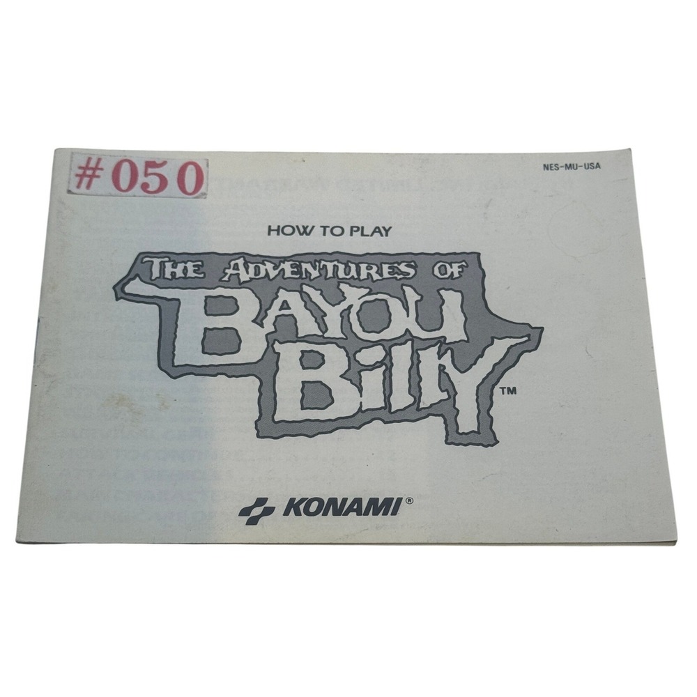 The Adventures of Bayou Billy Konami NES Nintendo Instruction Manual NES-MU-USA